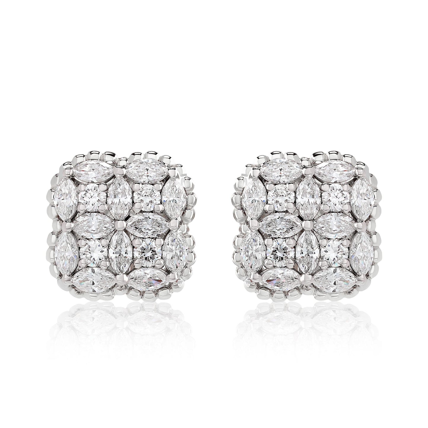 Two Tone Diamond Clover Earrings