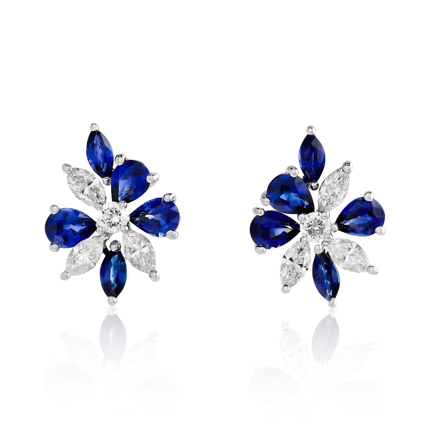 Sapphire and Diamond Cluster Earrings
