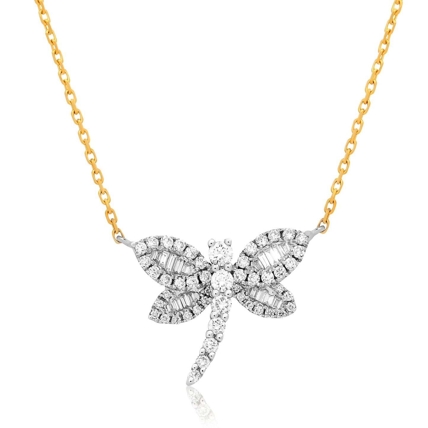 Two Tone Diamond Dragonfly Pendant