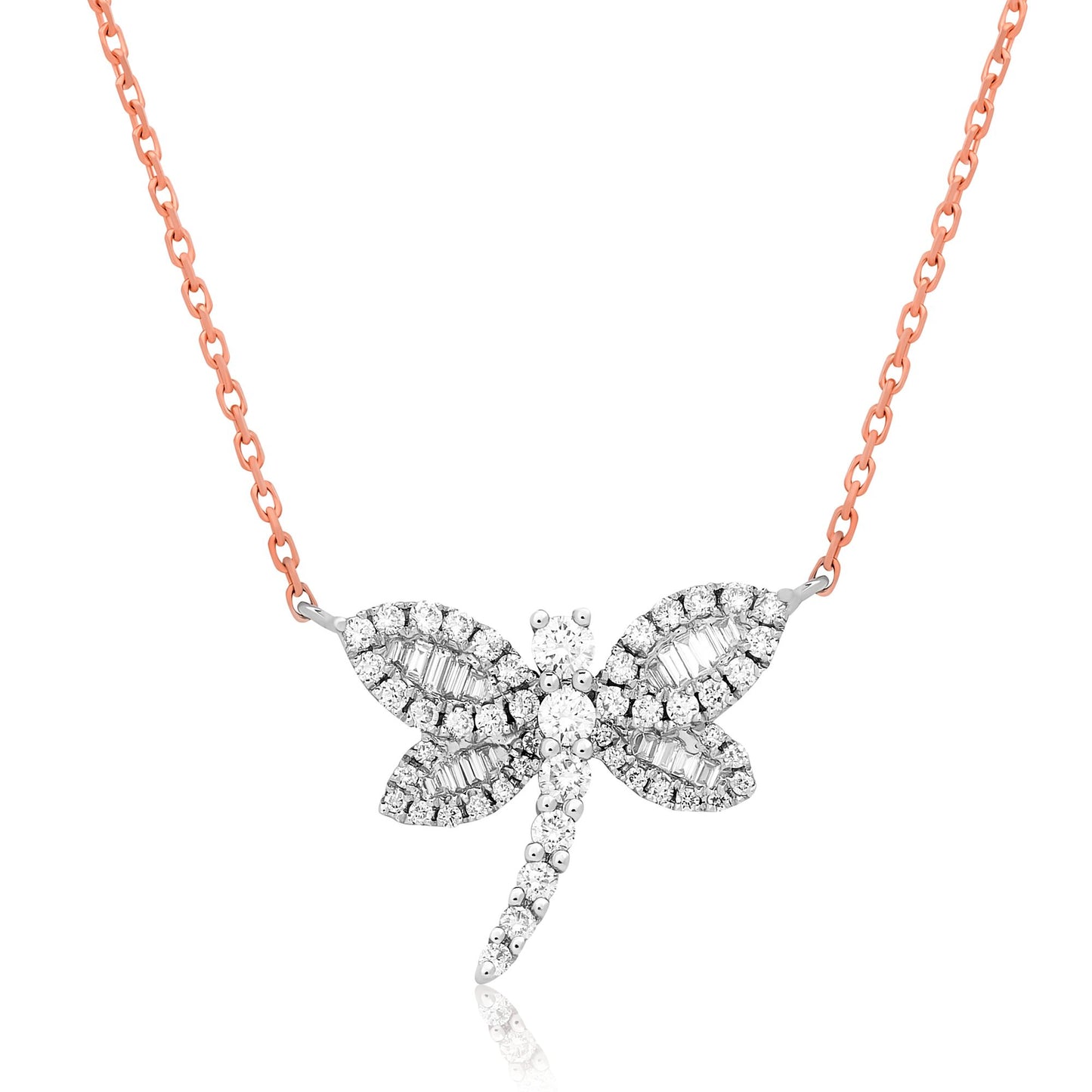 Two Tone Diamond Dragonfly Pendant