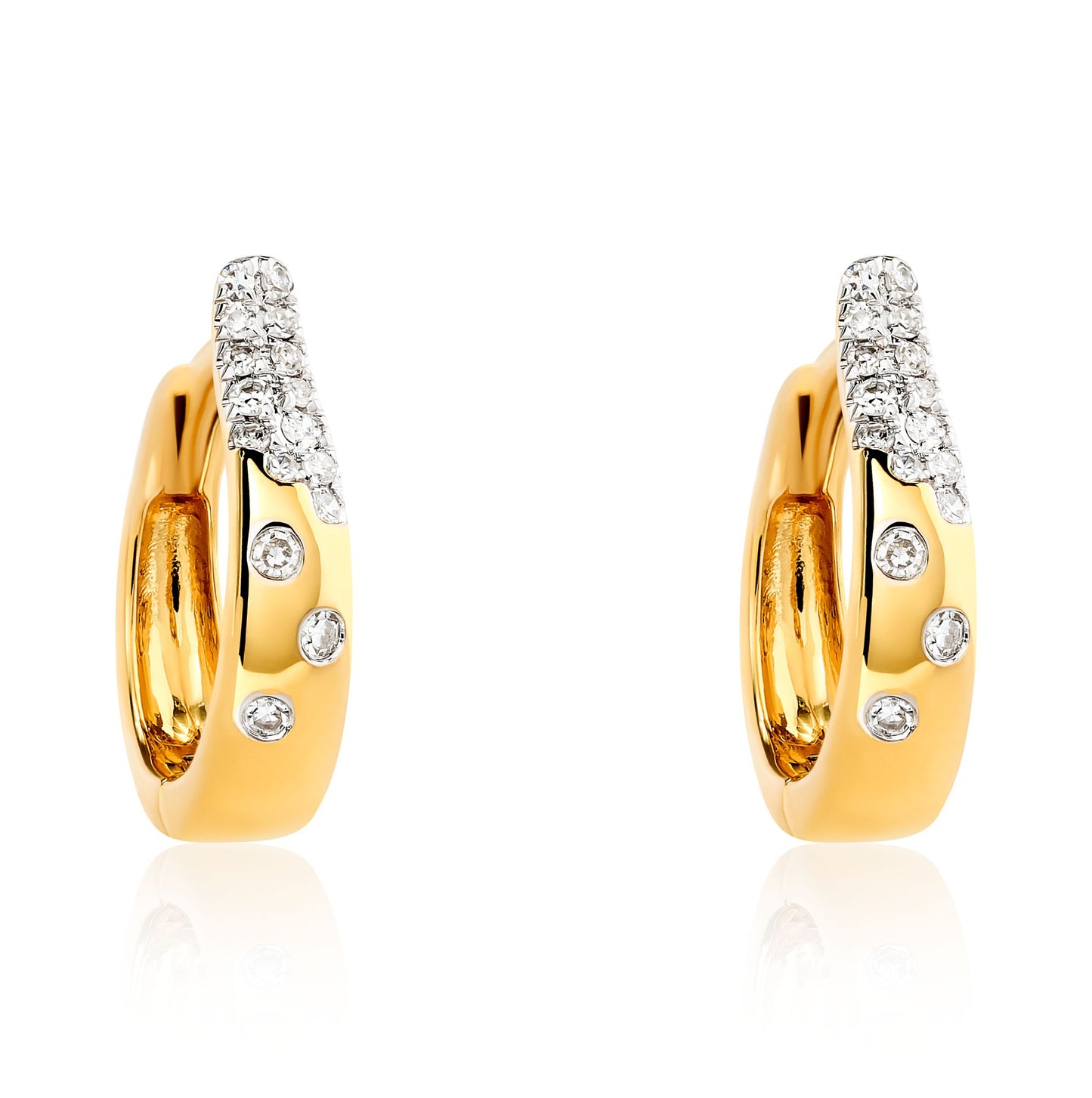 Scattered Diamond Huggie Hoop Earrings