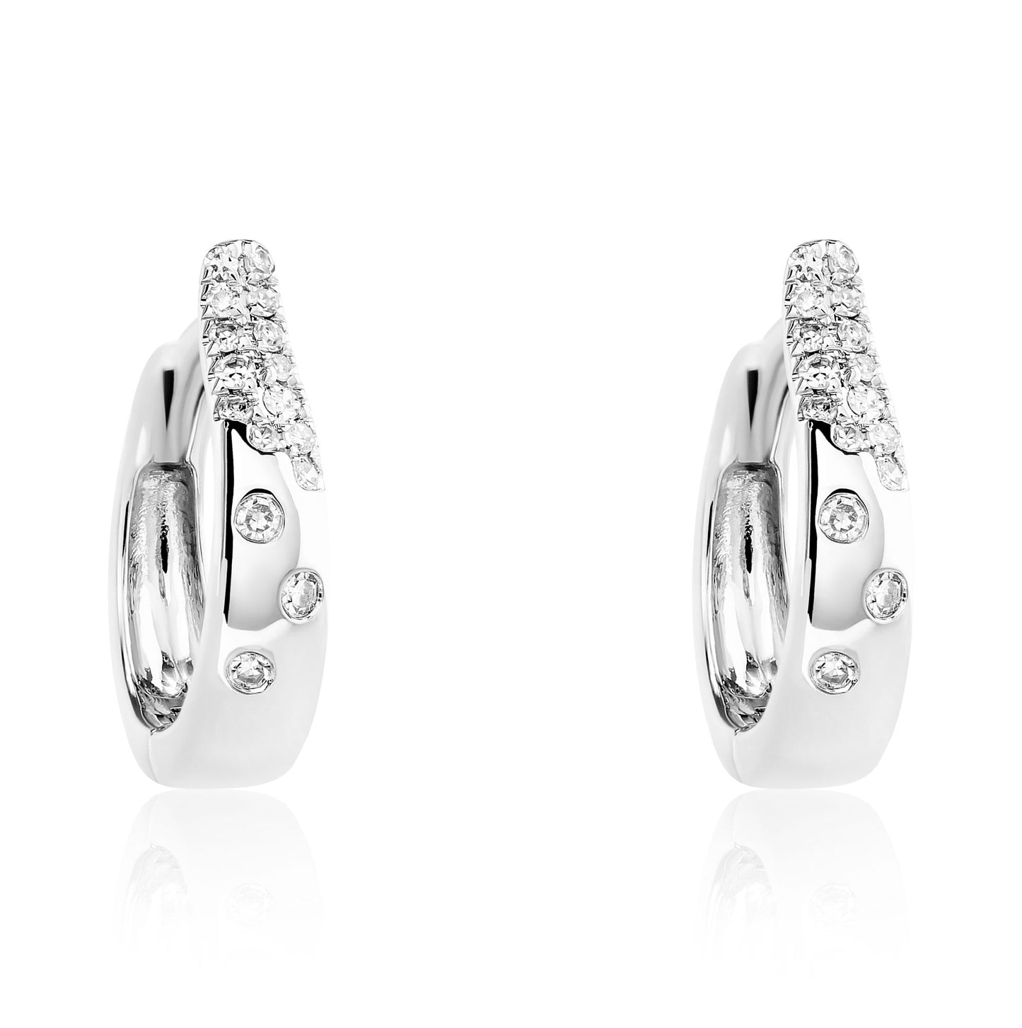 Scattered Diamond Huggie Hoop Earrings
