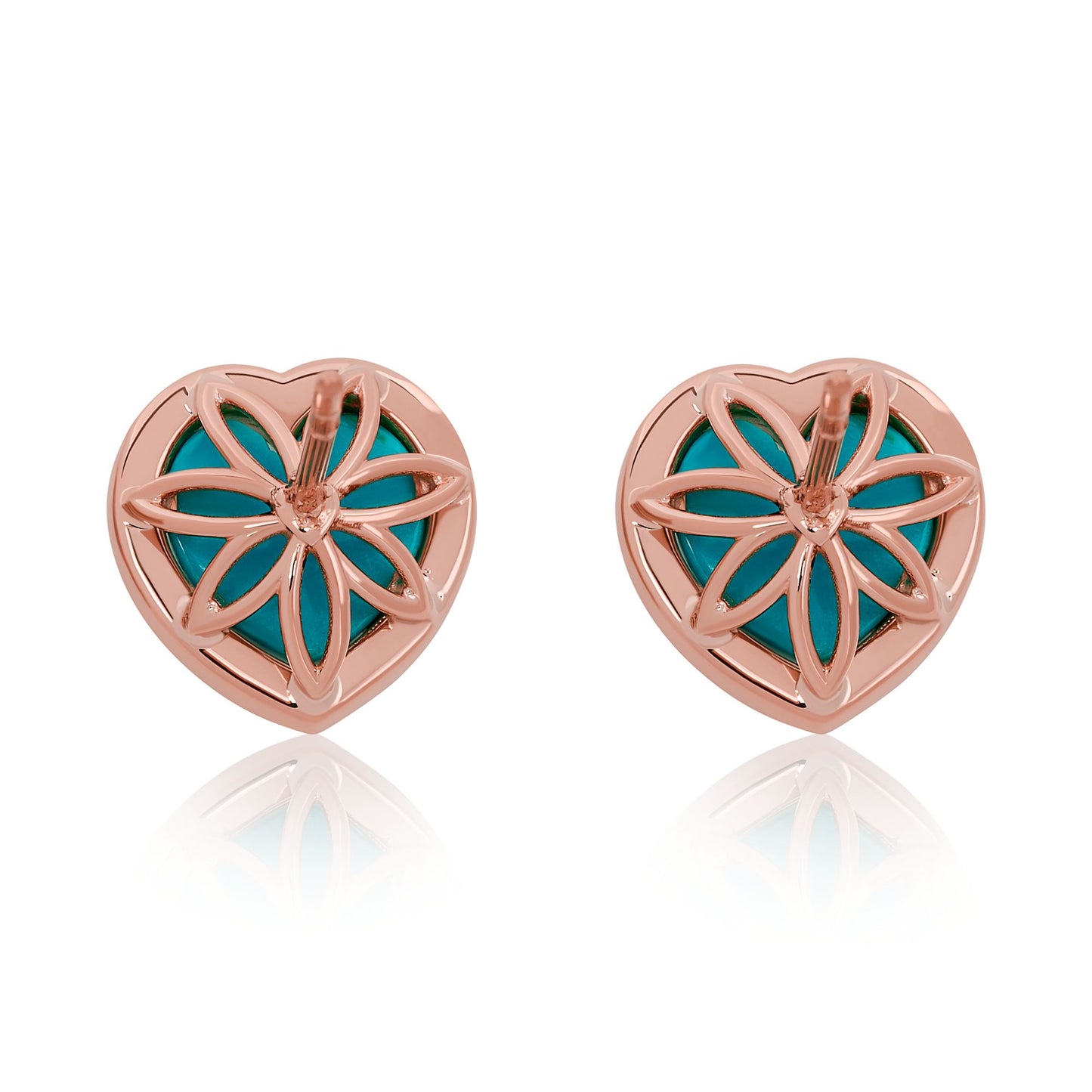 Natural Turquoise and Diamond Heart Earrings
