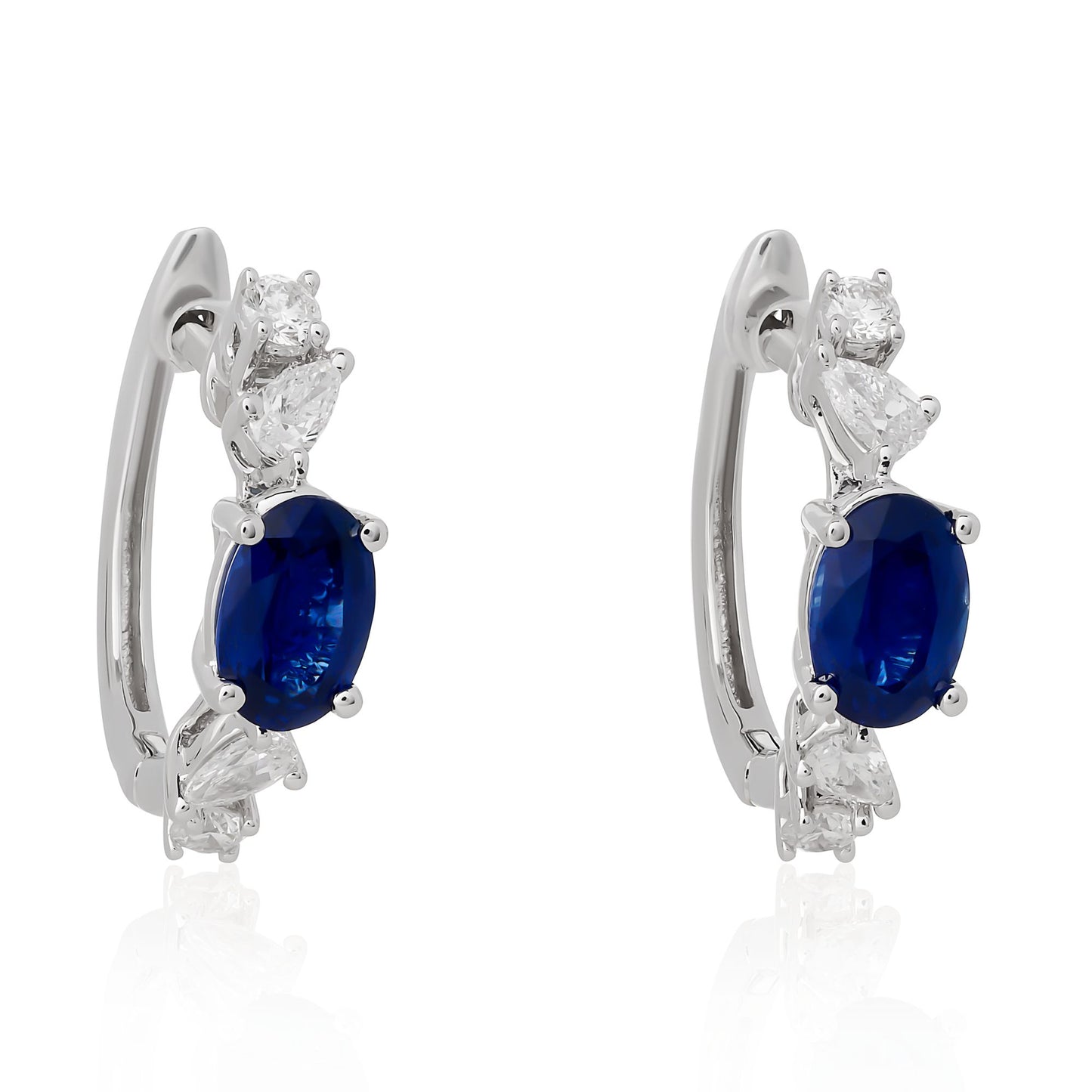 Sapphire and Diamond Hoop Earrings