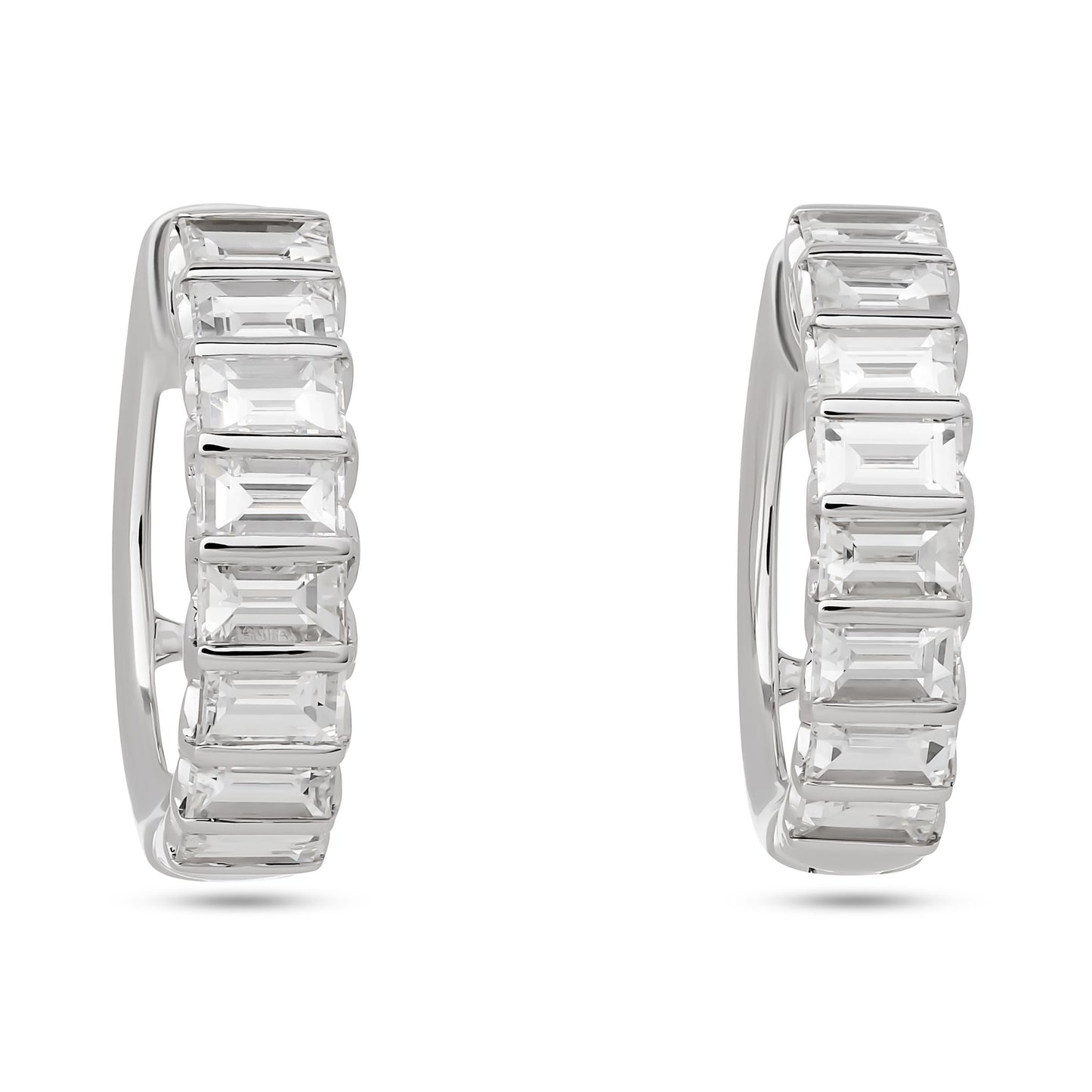 DIamond Bar Set Baguette Diamond Huggie Hoop Earrings