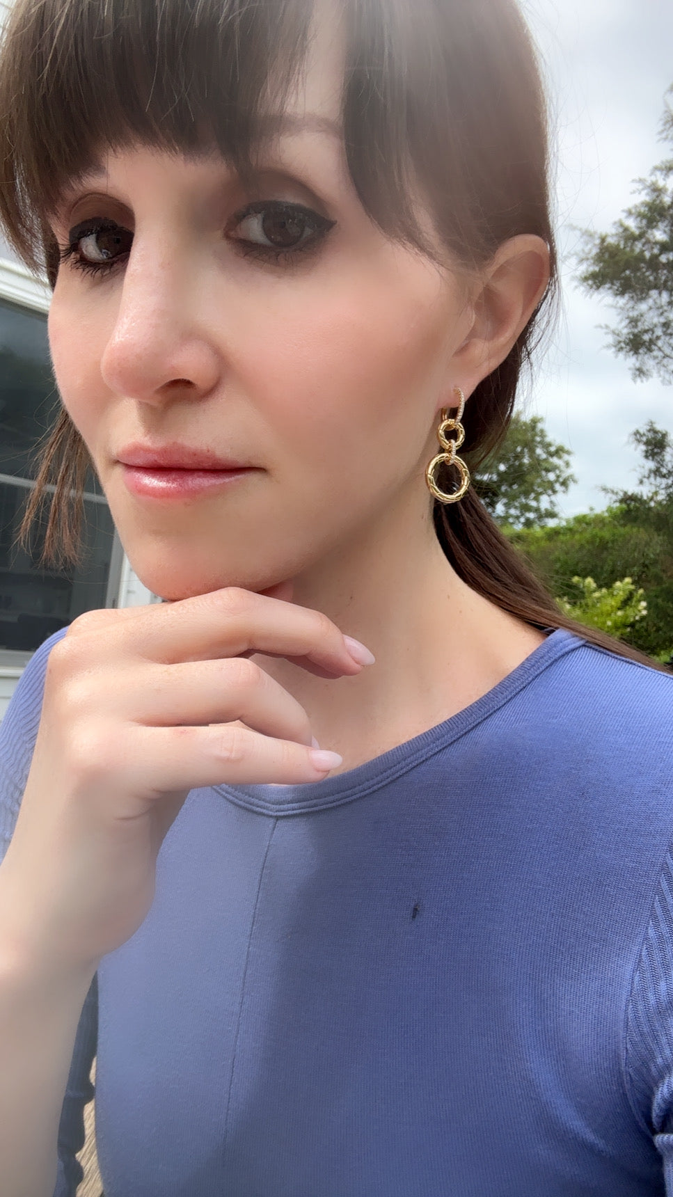 Three Diamond Circle Earrings - Three