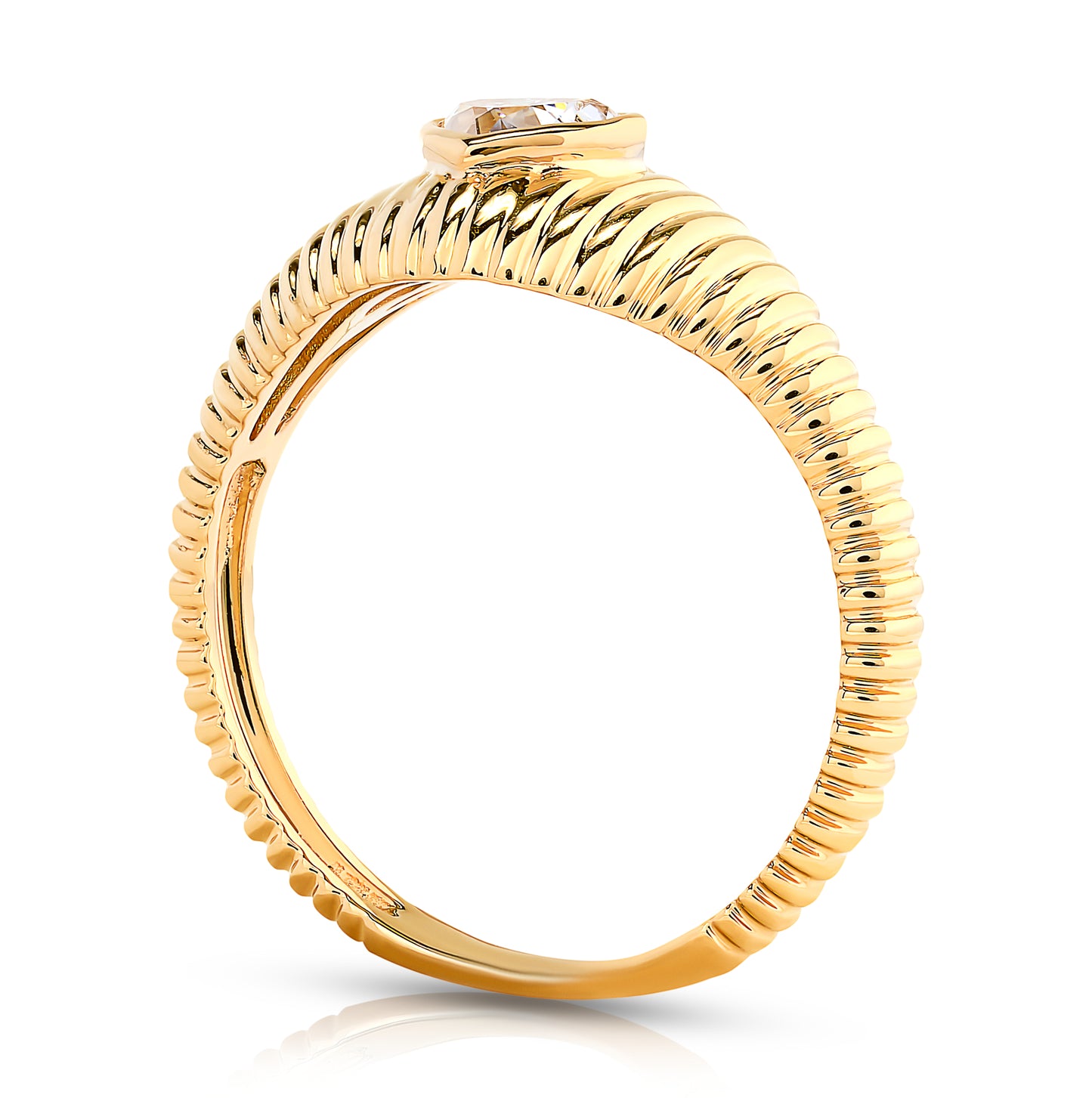 Fluted Diamond Heart Ring