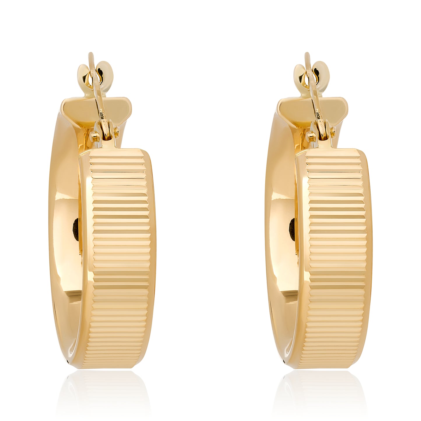 Fluted Yellow Gold Hoop Earrings