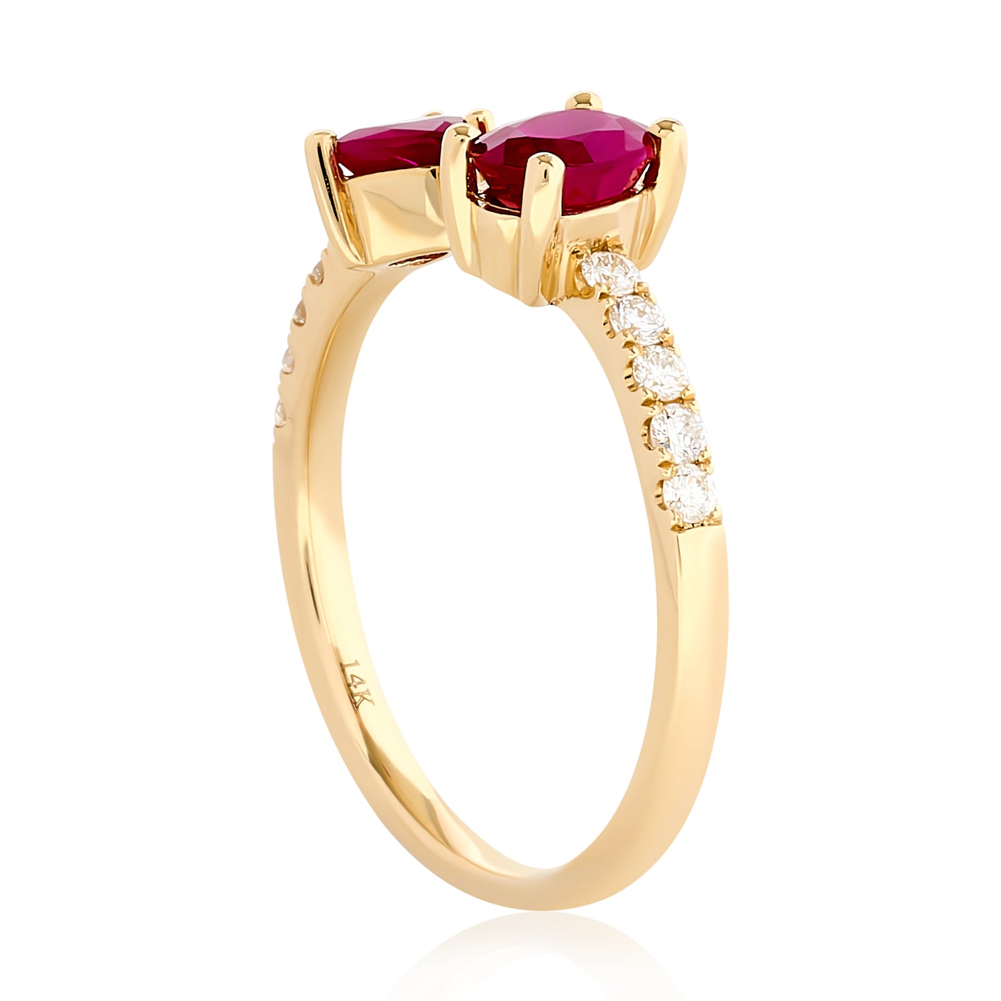 Ruby and Diamond U Shape Ring - Two