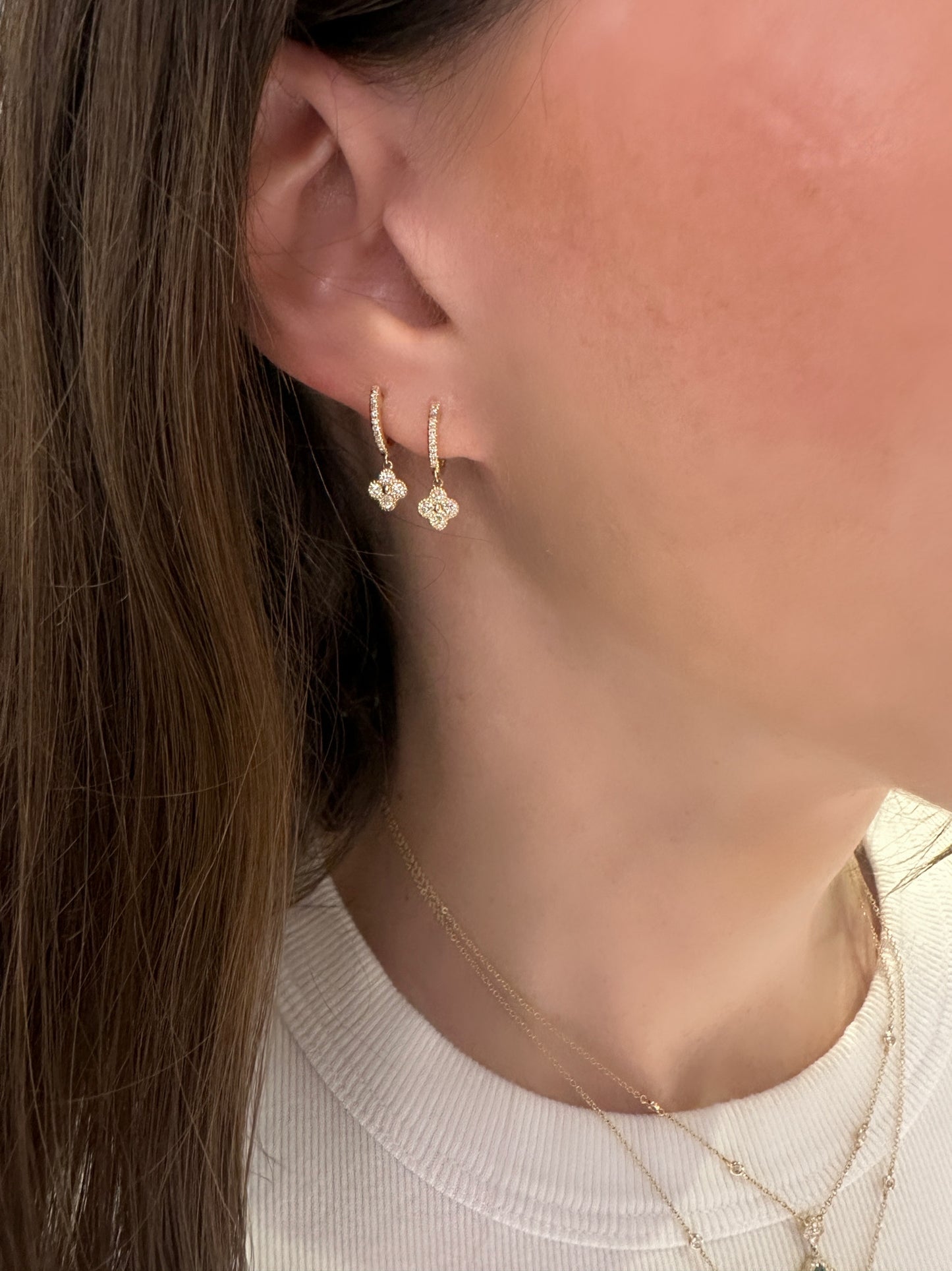 Petite Diamond Clover Dangle Earrings