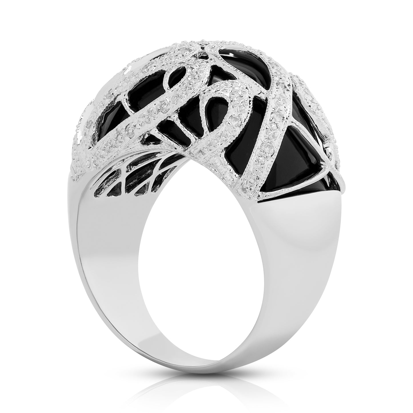 Estate Onyx and Diamond Dome Ring