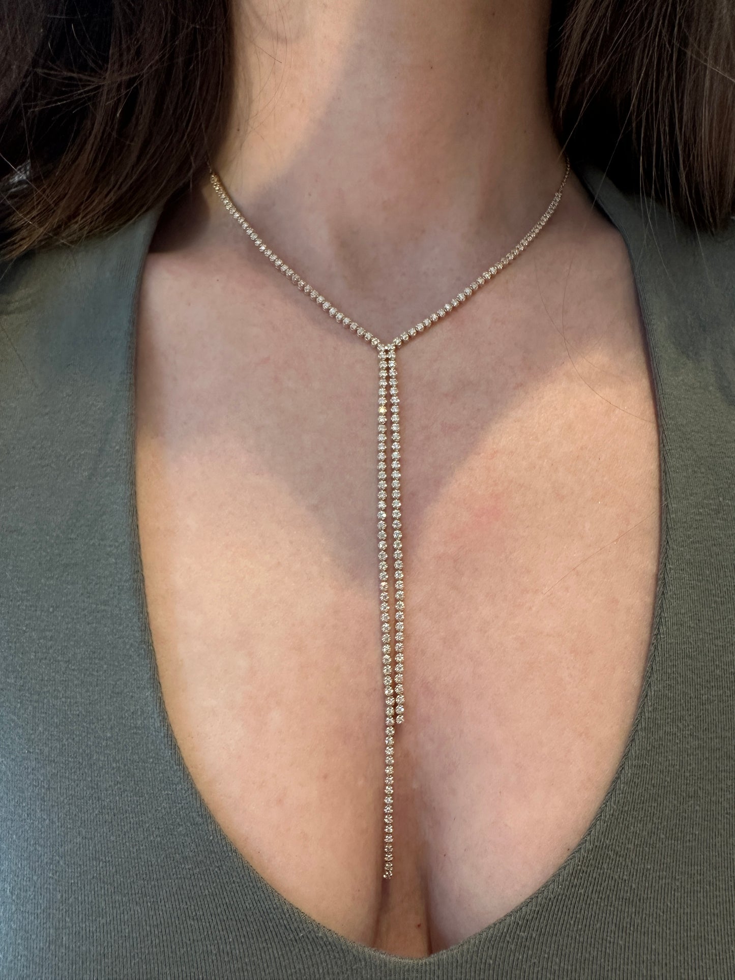 Double Drop Diamond Lariat Necklace