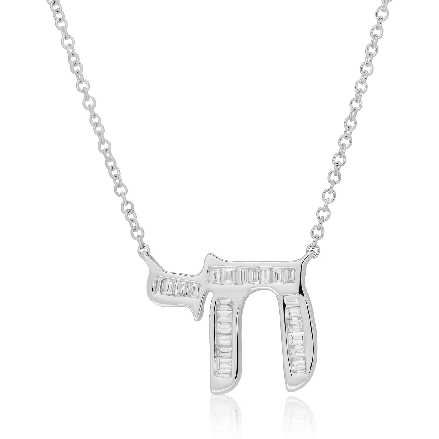 Diamond Baguette Chai Pendant