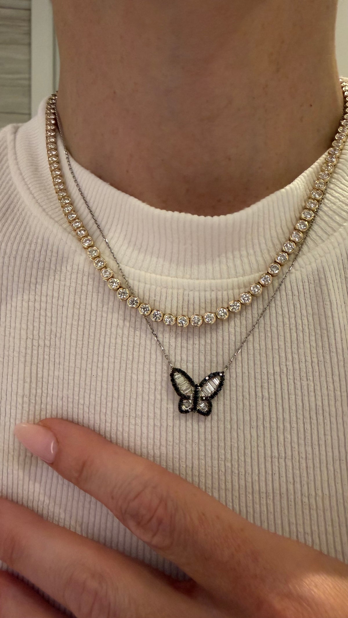 Lab Diamond Bezel Set Tennis Necklace