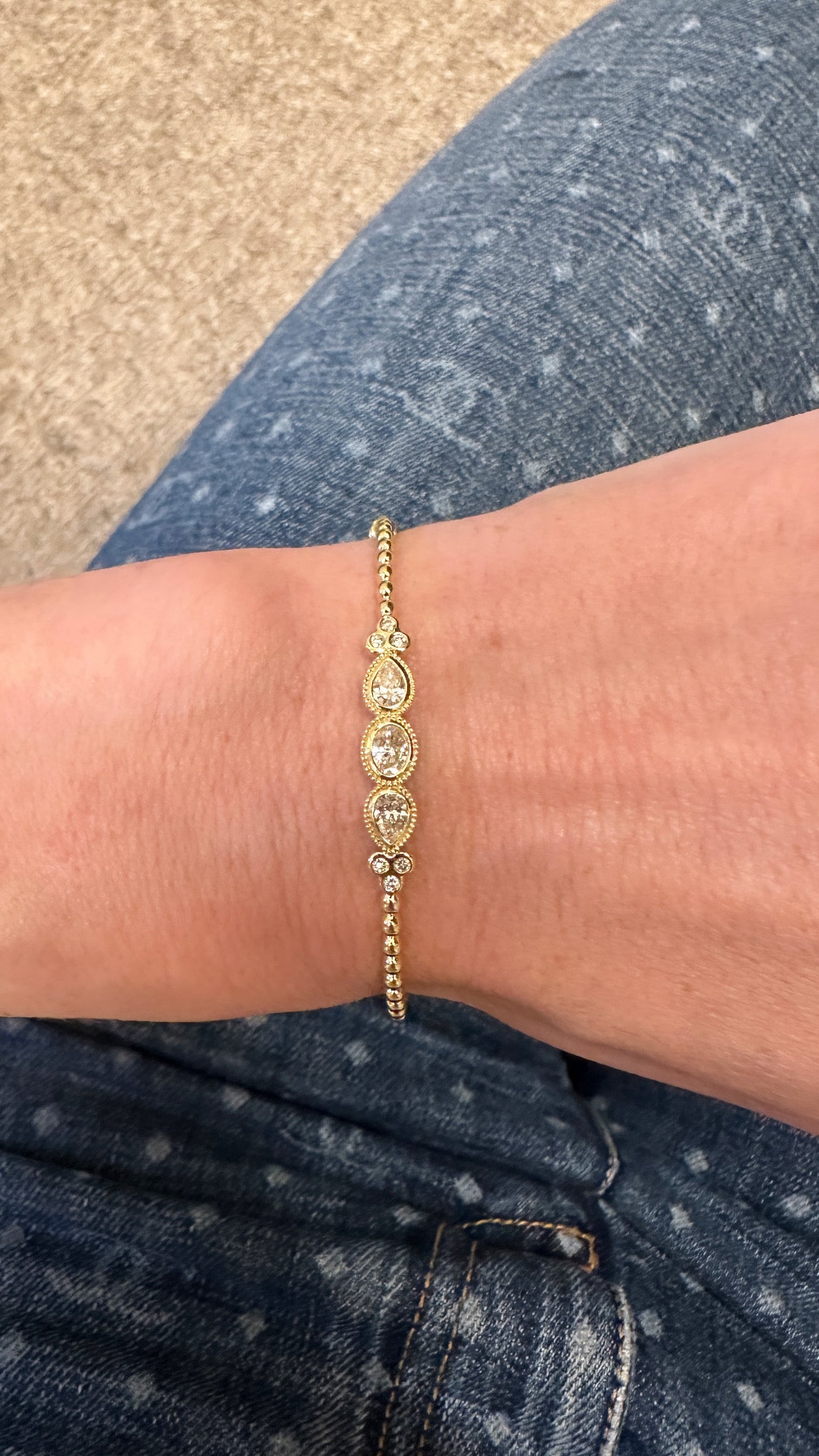 Beaded Style Diamond Bangle Bracelet