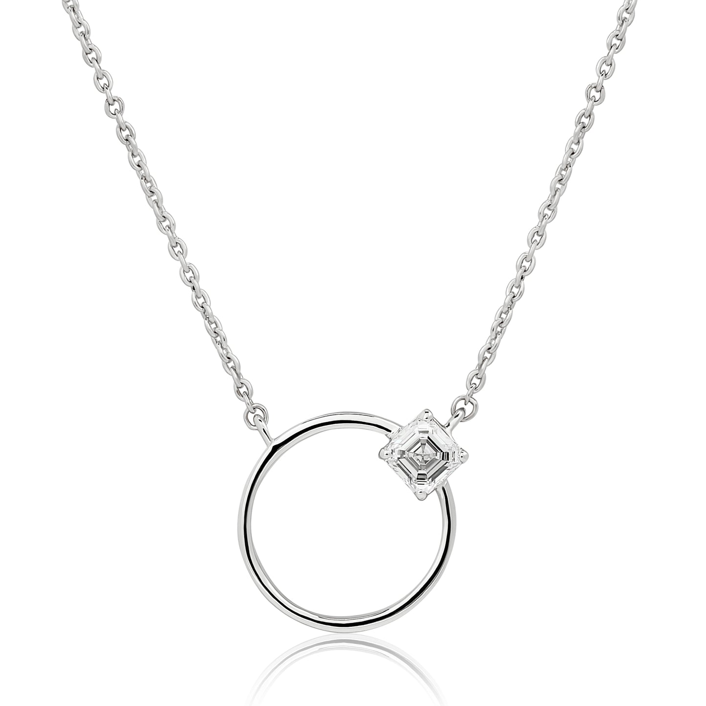 Open Circle Square Cut Diamond Pendant
