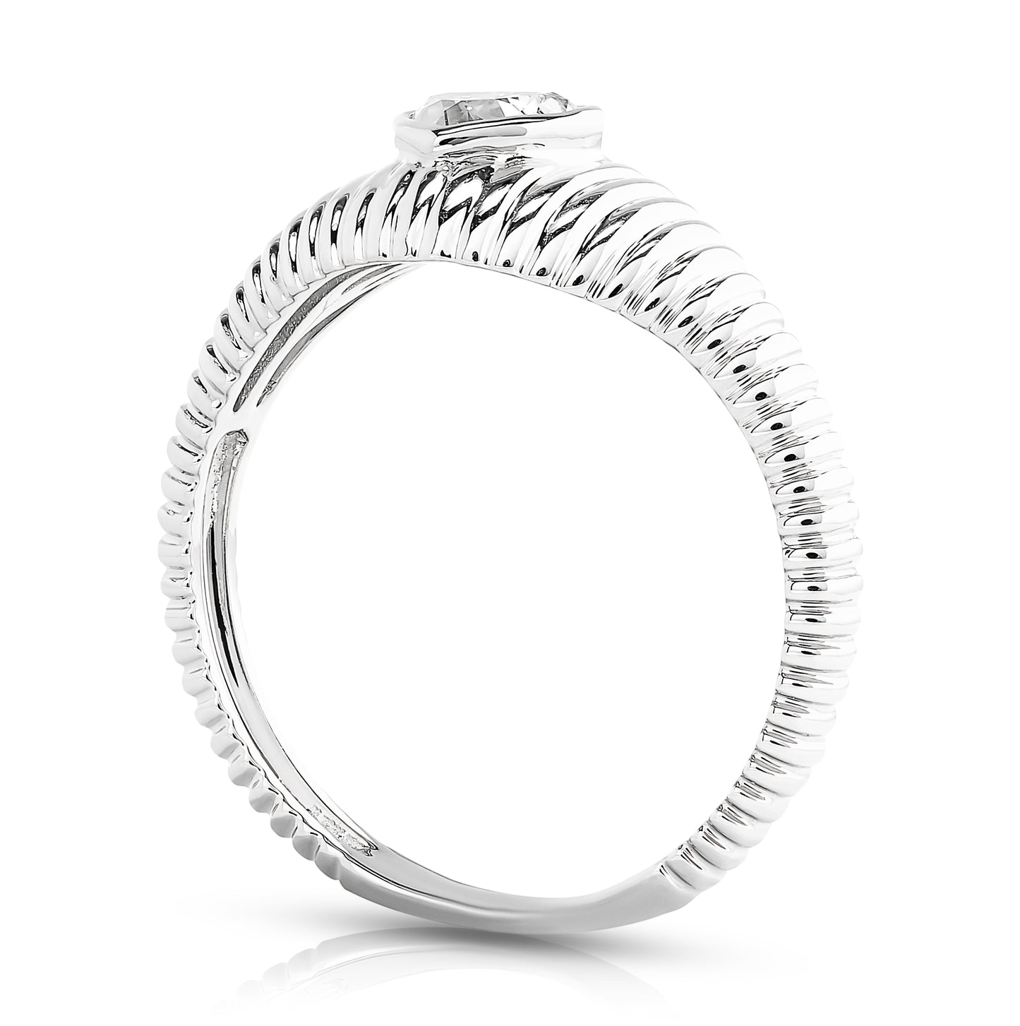 Fluted Diamond Heart Ring