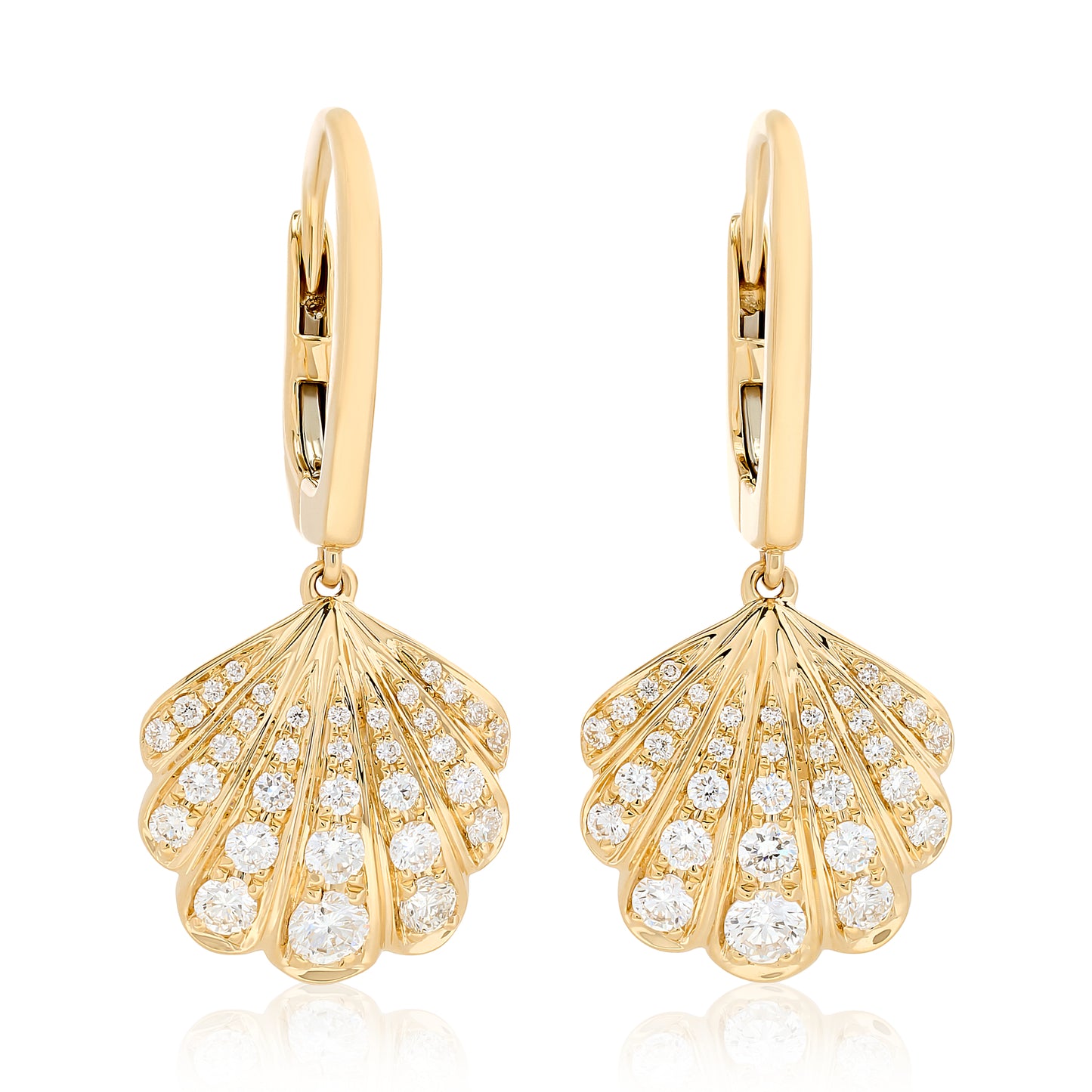 Diamond SeaShell Dangle Earrings