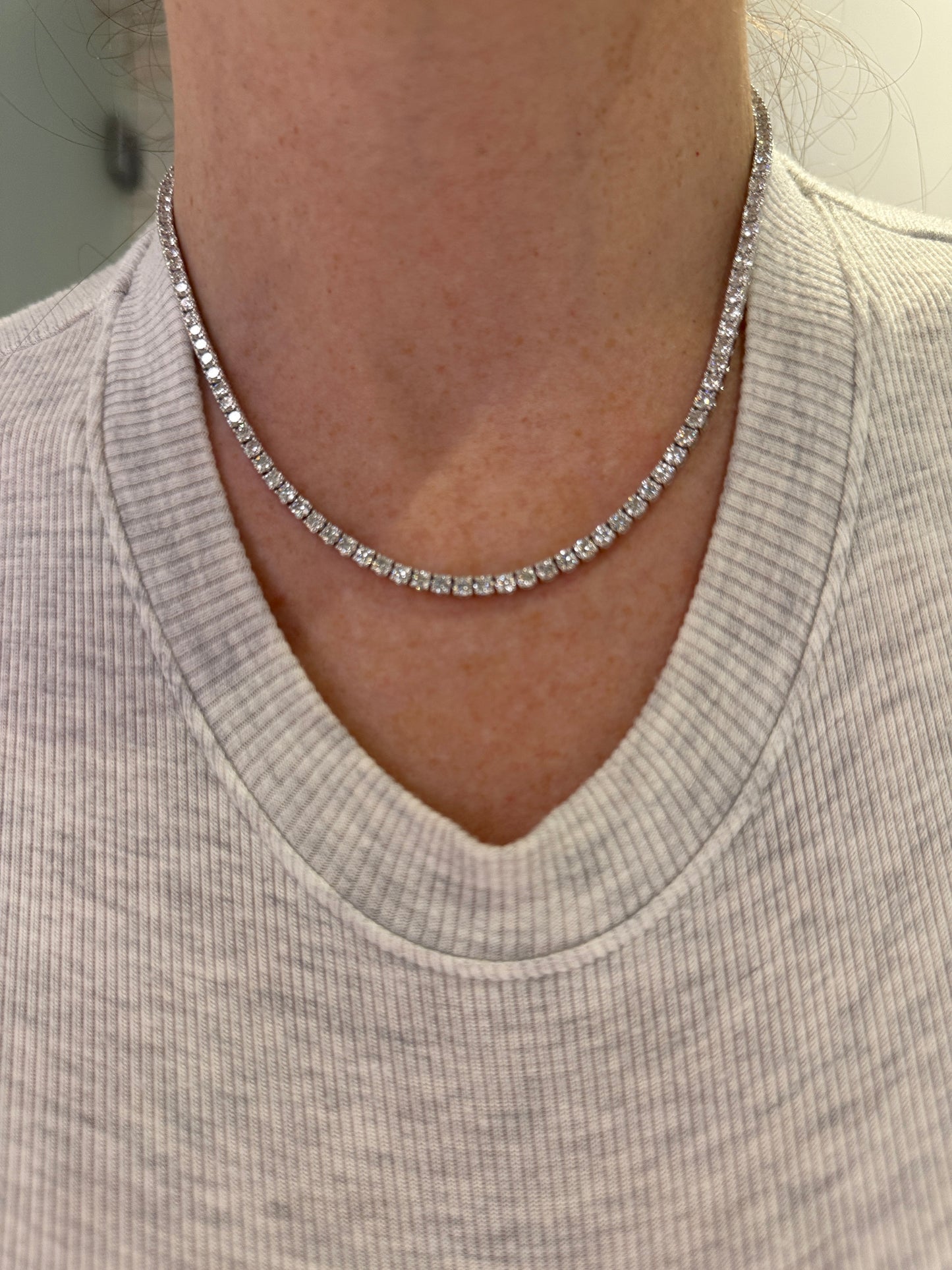 Lab Grown Straight Line Tennis Necklace-12