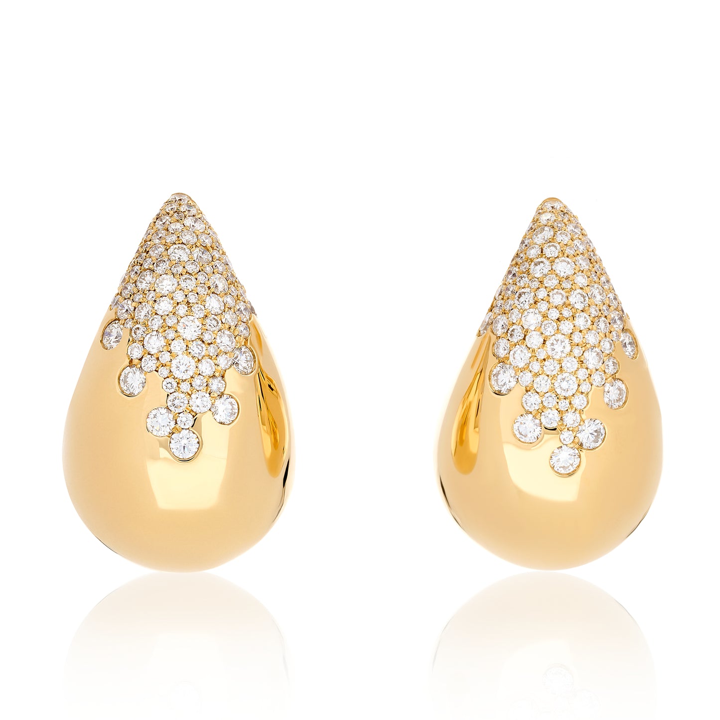 Large Teardrop Puffy Diamond Earrings