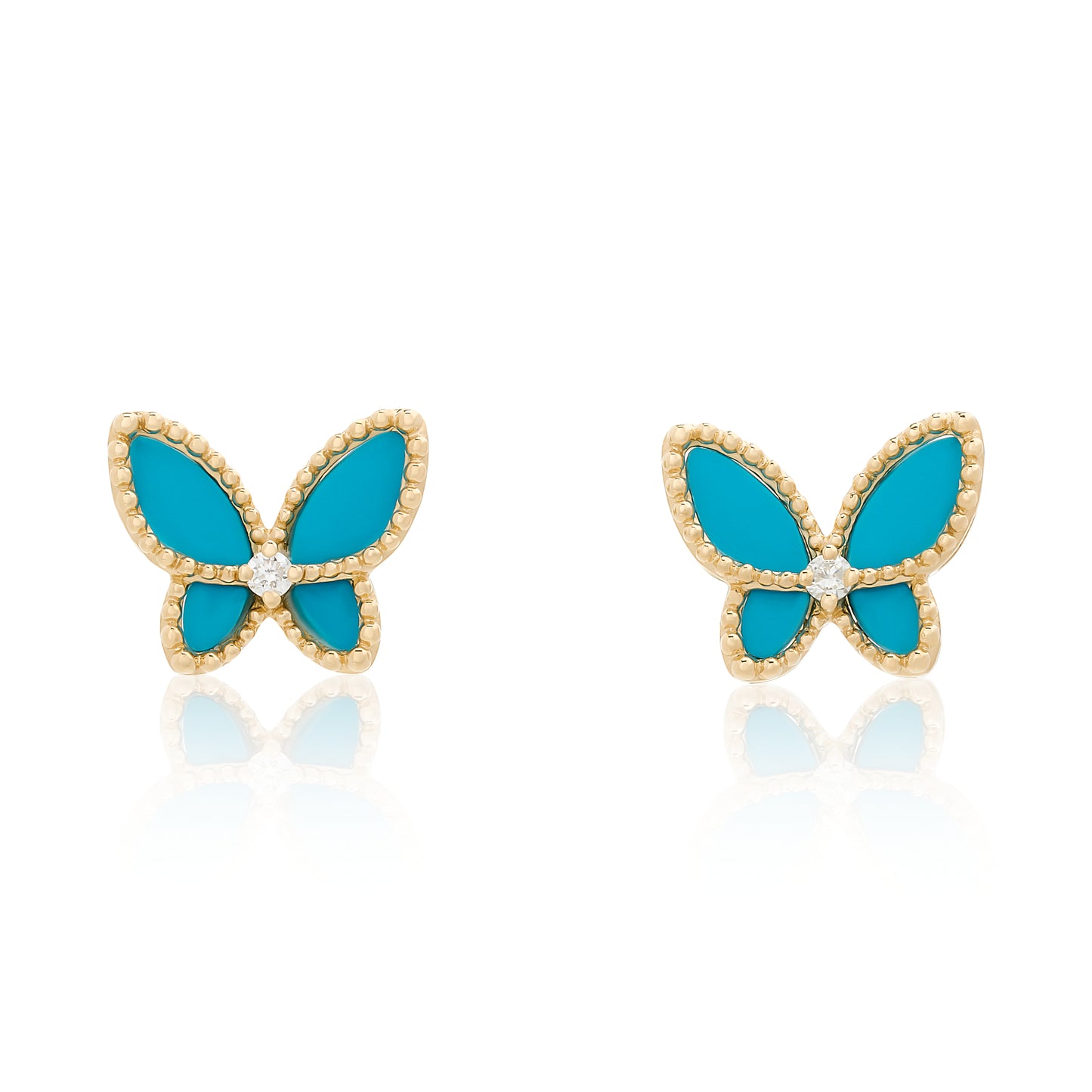 Turquoise and Diamond Butterfly Earrings