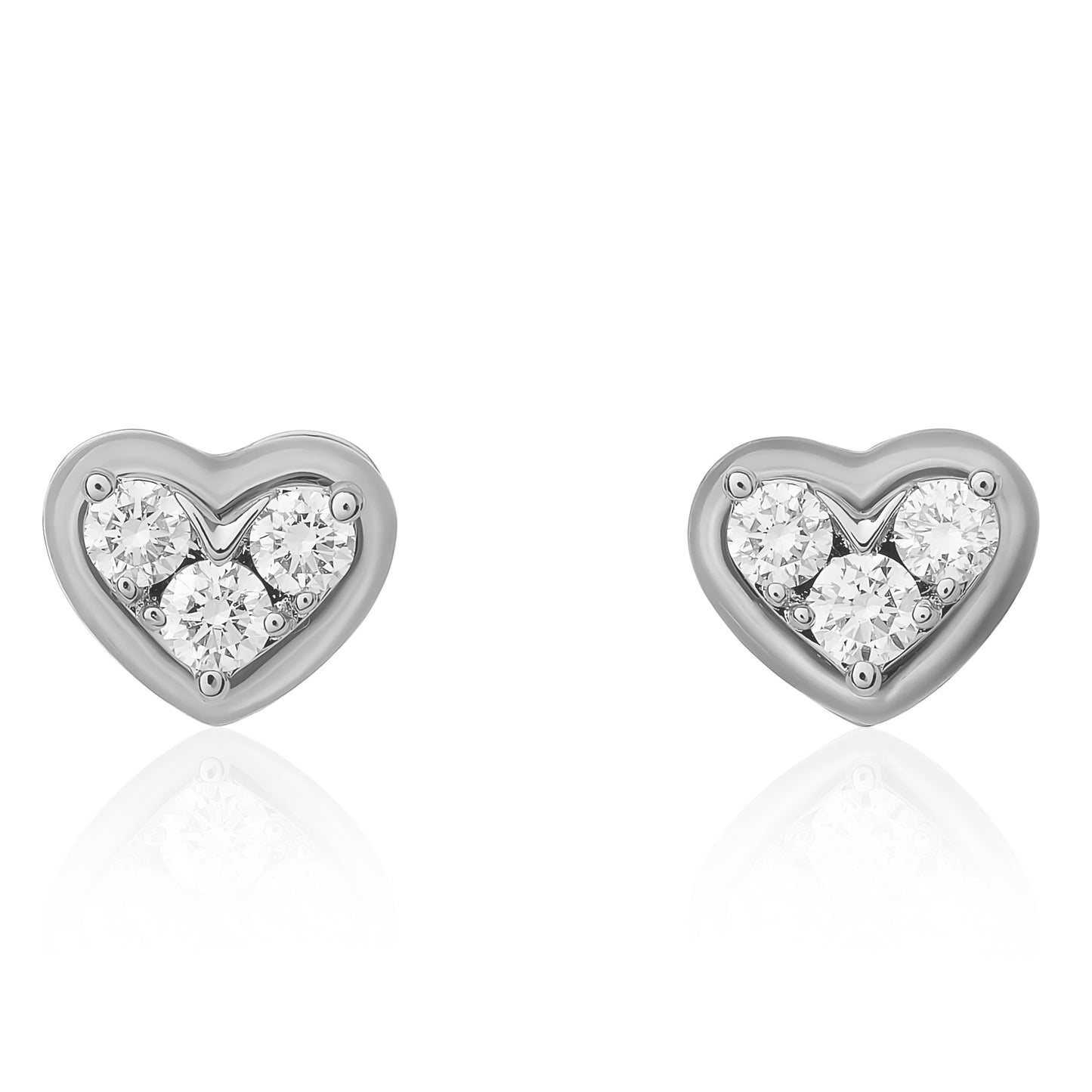 Diamond Heart Stud Earrings