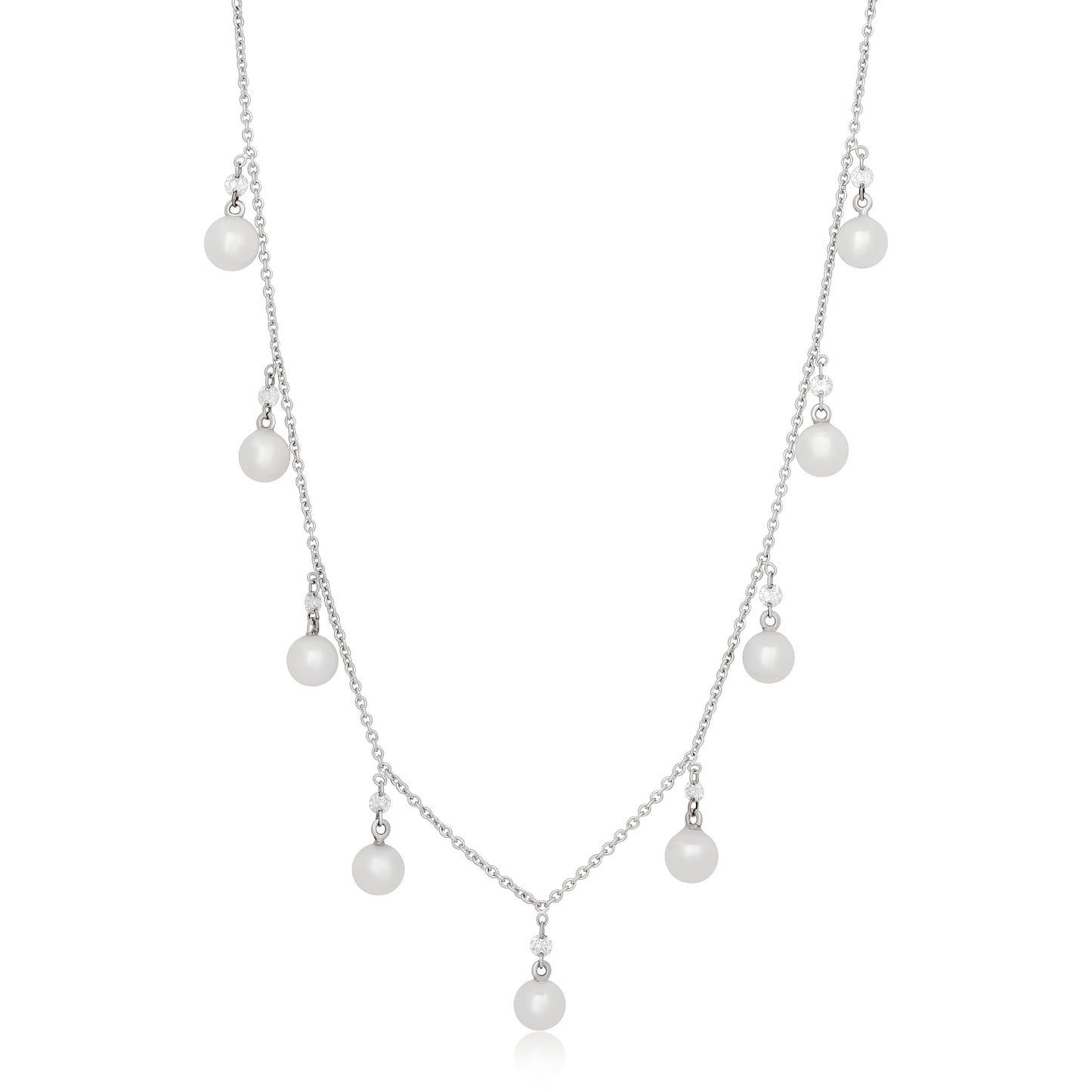 Pearl and Diamond Drop Necklace