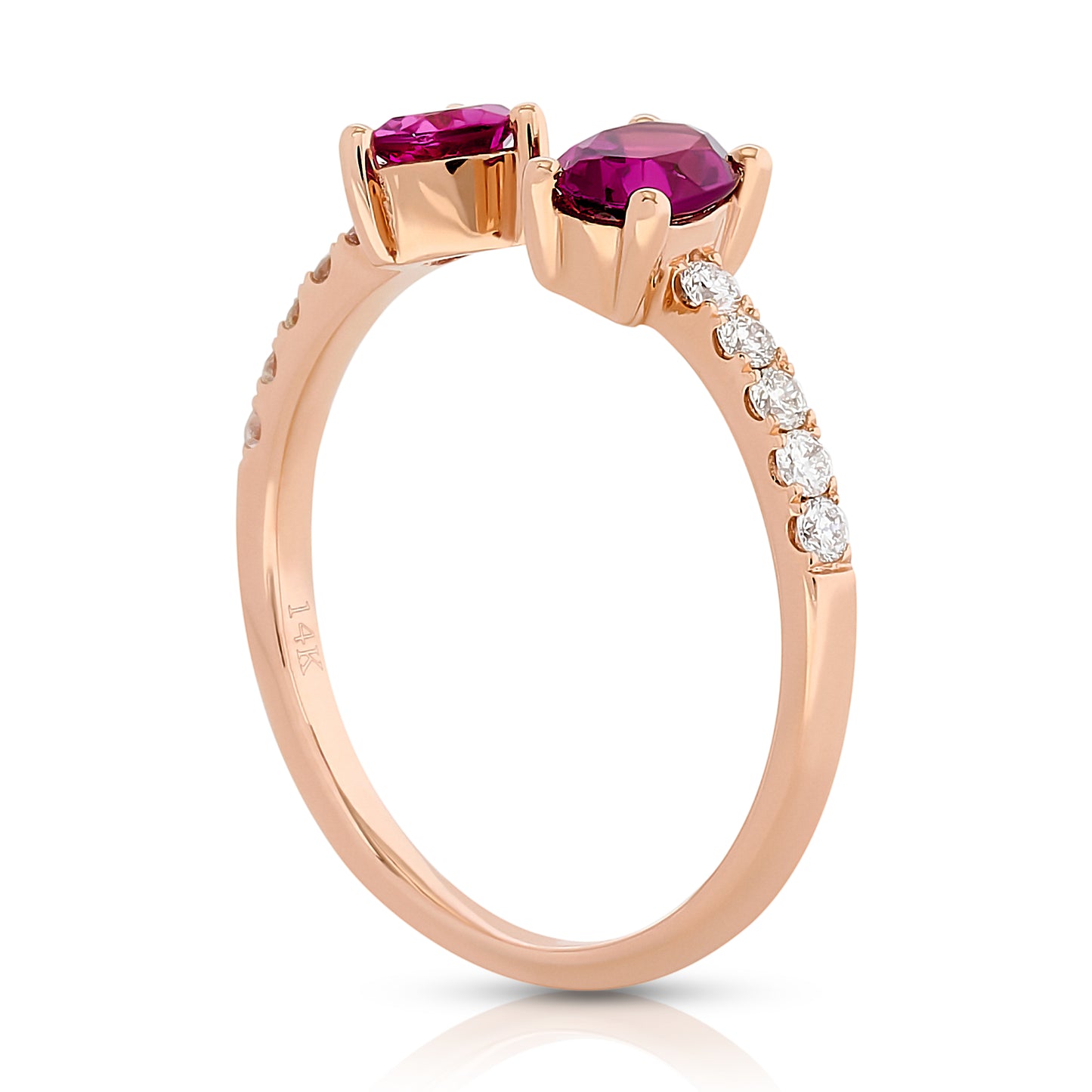 Garnet and Diamond U Shape Ring - Two