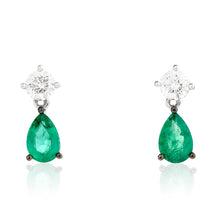 Load image into Gallery viewer, Emerald and Diamond Drop Earrings