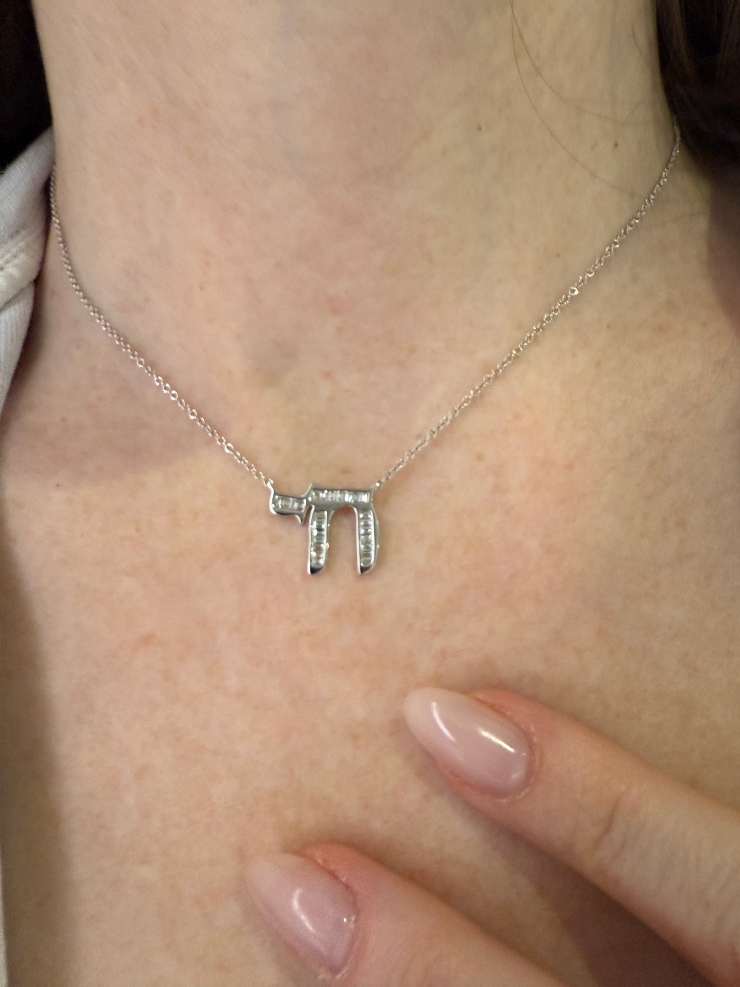 Diamond Baguette Chai Pendant