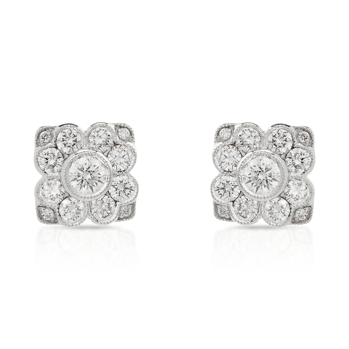 Estate Diamond White Gold Earrings