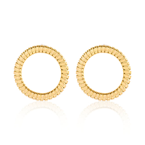 Tubogas Gold Post Circle Earrings