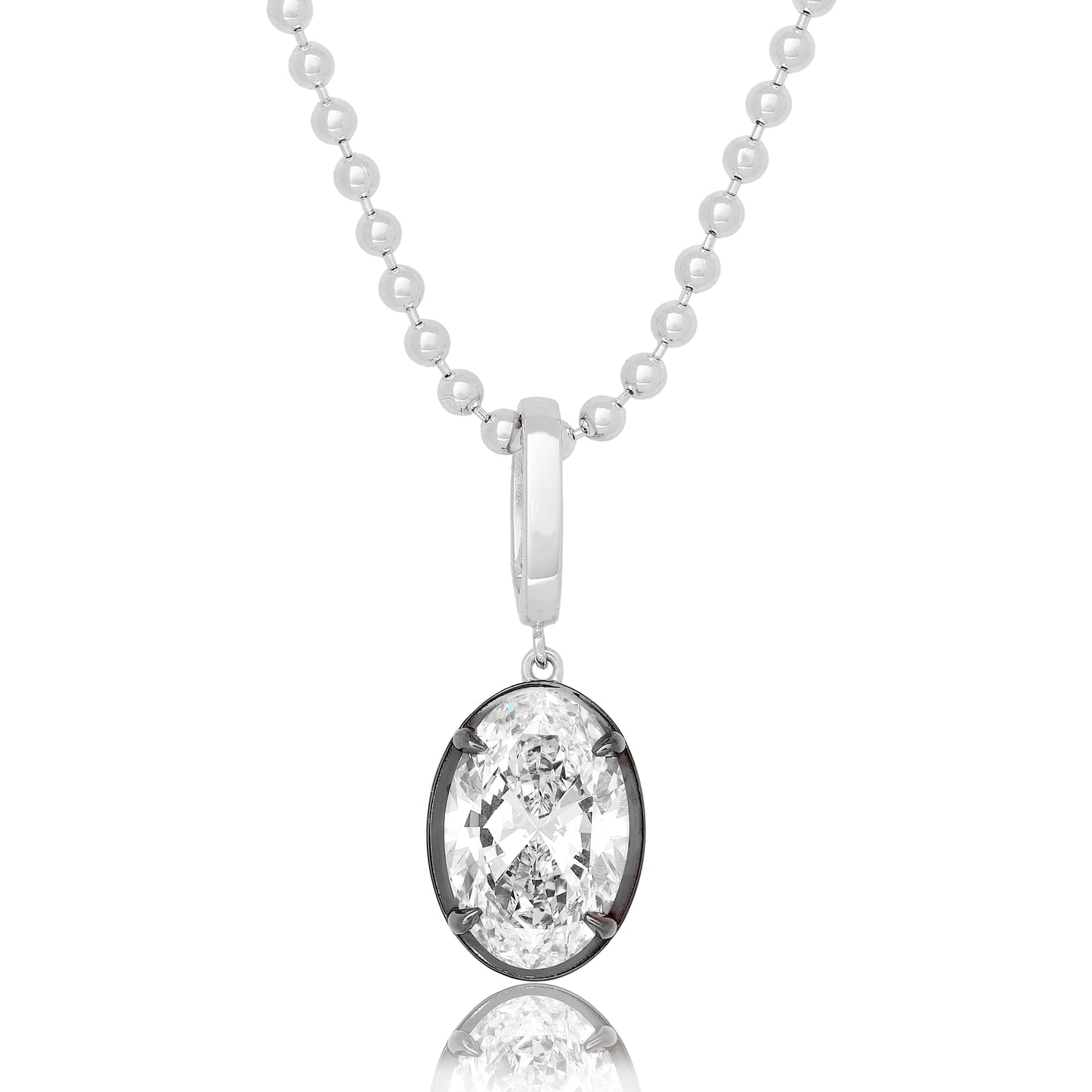 Lab Diamond Oval Button Back Pendant