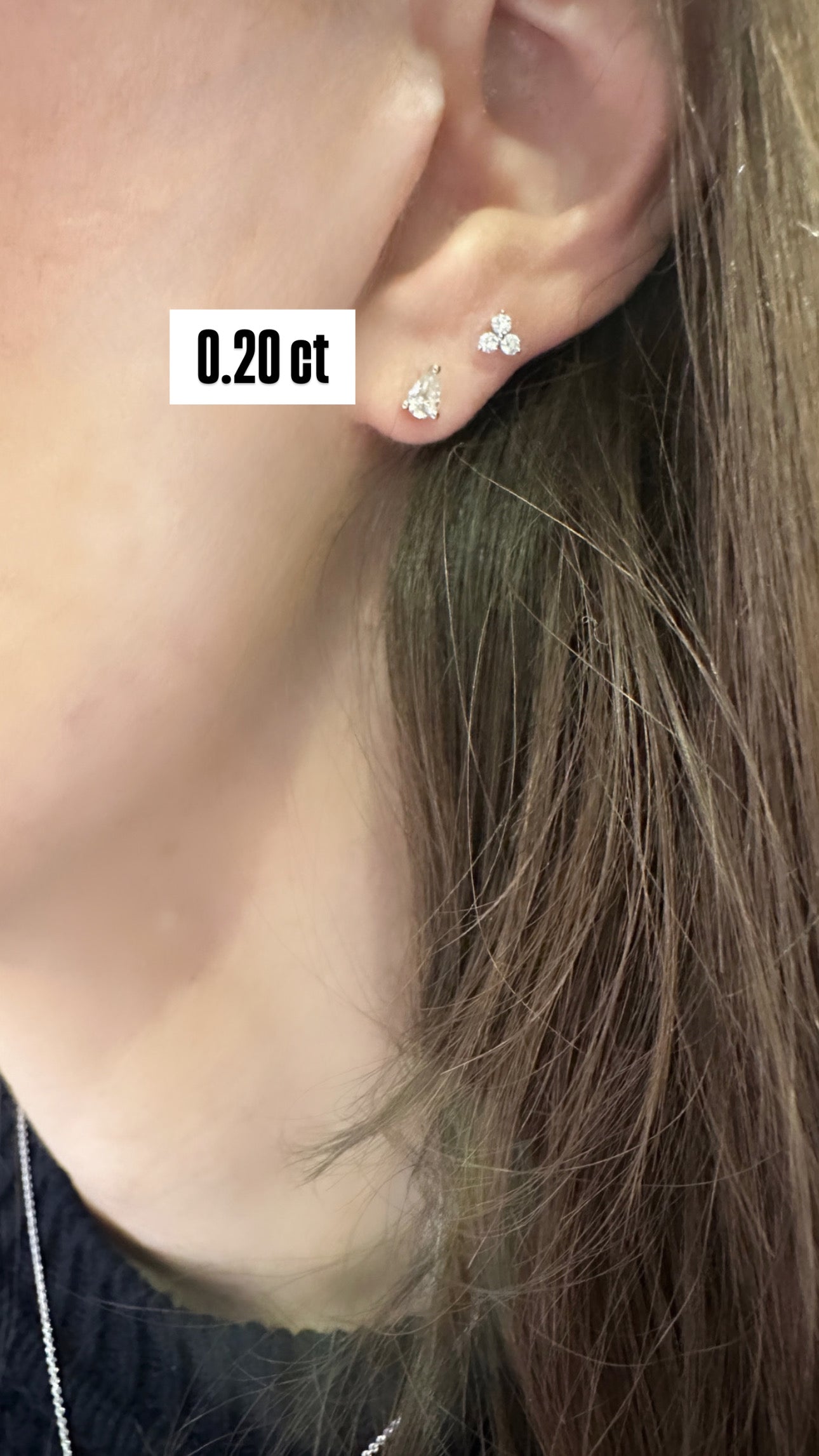 Pear Shape Diamond Flat Back Stud Earring