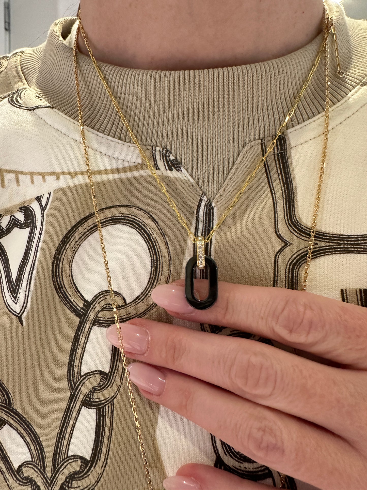Ceramic and Diamond Pendant
