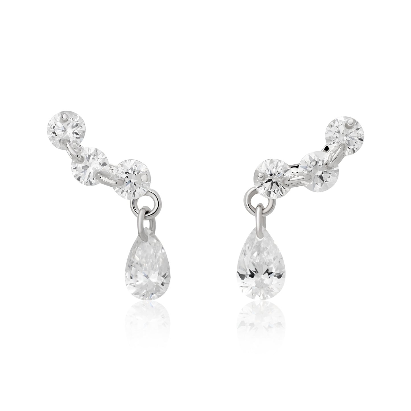 Curved Diamond Floating Earrings