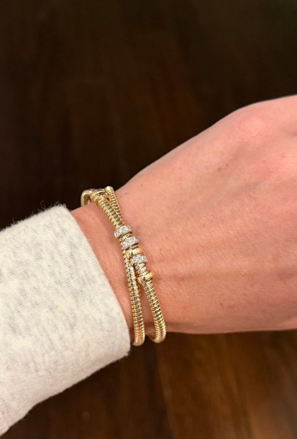 Crossover Diamond Tubogas Style Bracelet