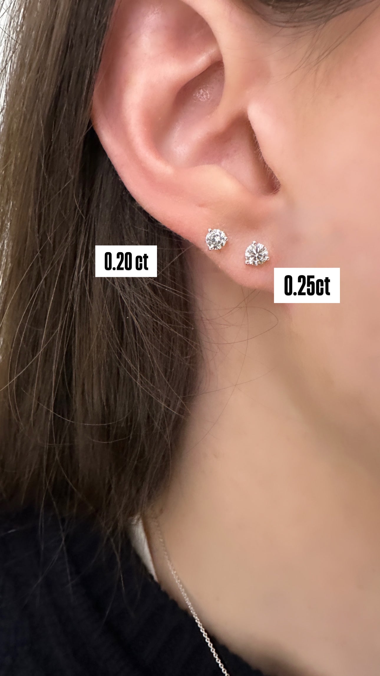 Round Shape Diamond Flat Back Stud Earring