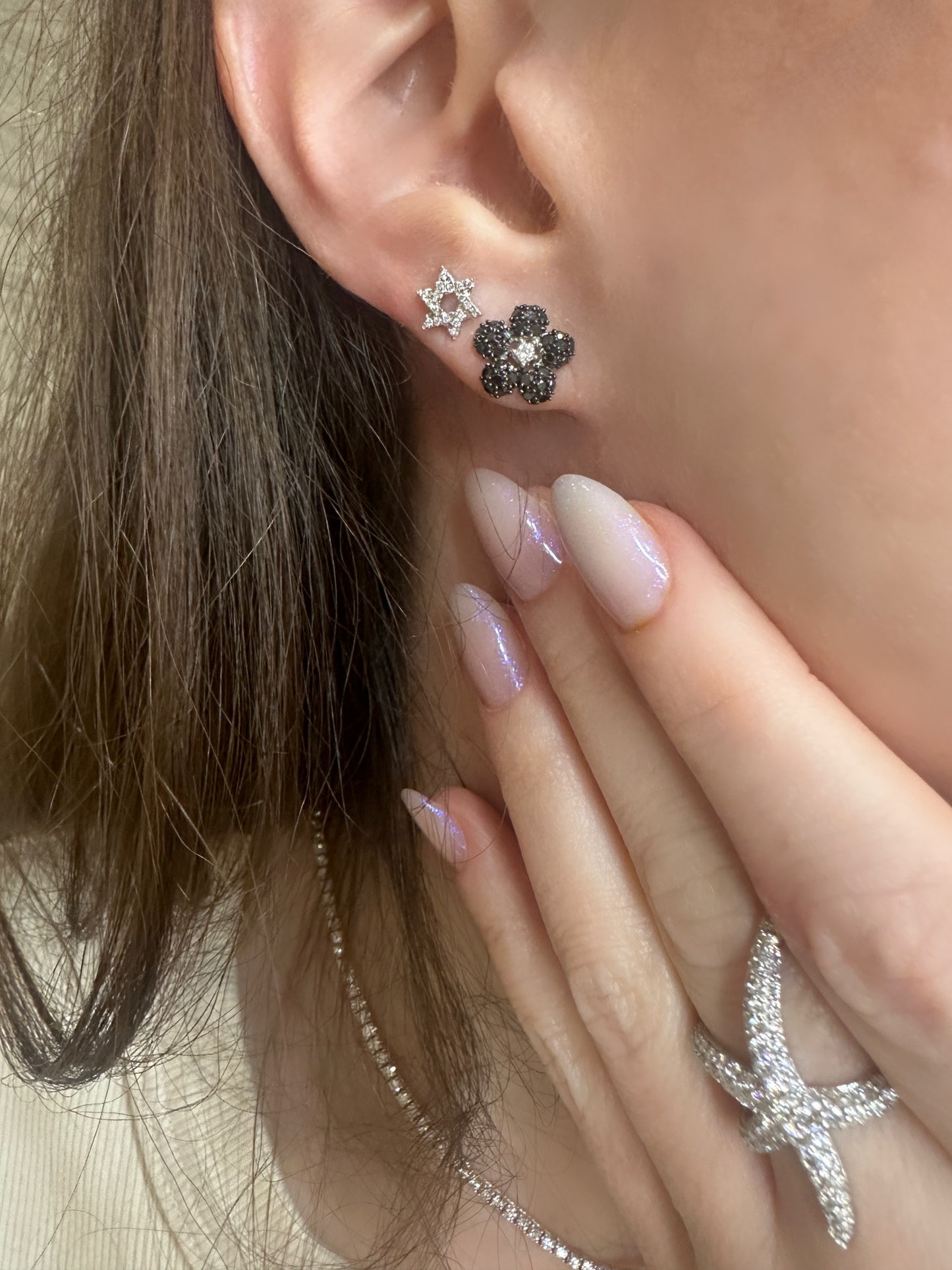 Mini Diamond Star of David Stud Earrings