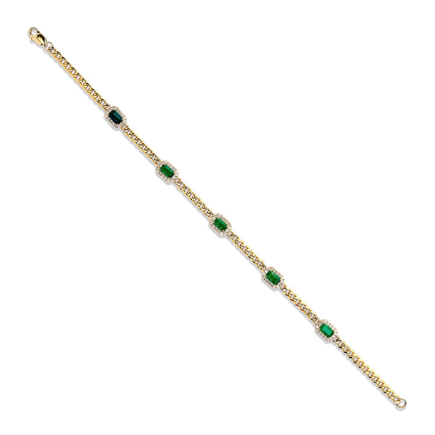 East West Emerald and Diamond Bracelet