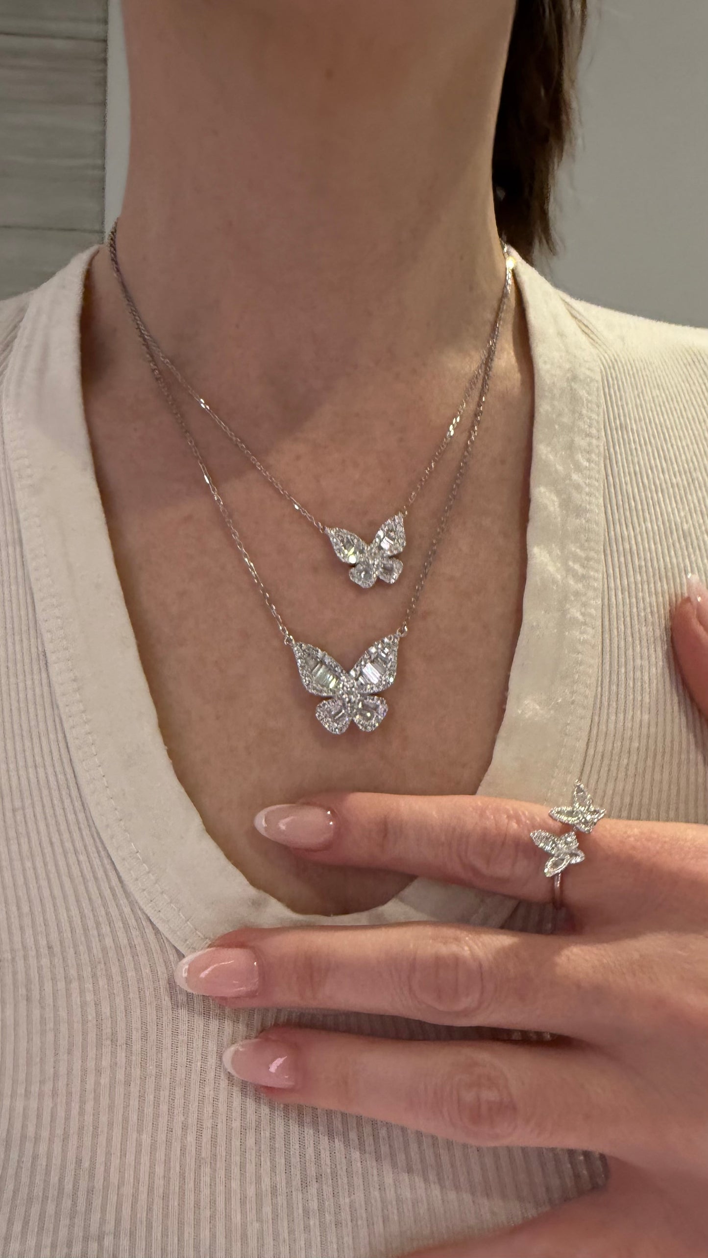 Diamond Romantic Butterfly Pendant in Size 4