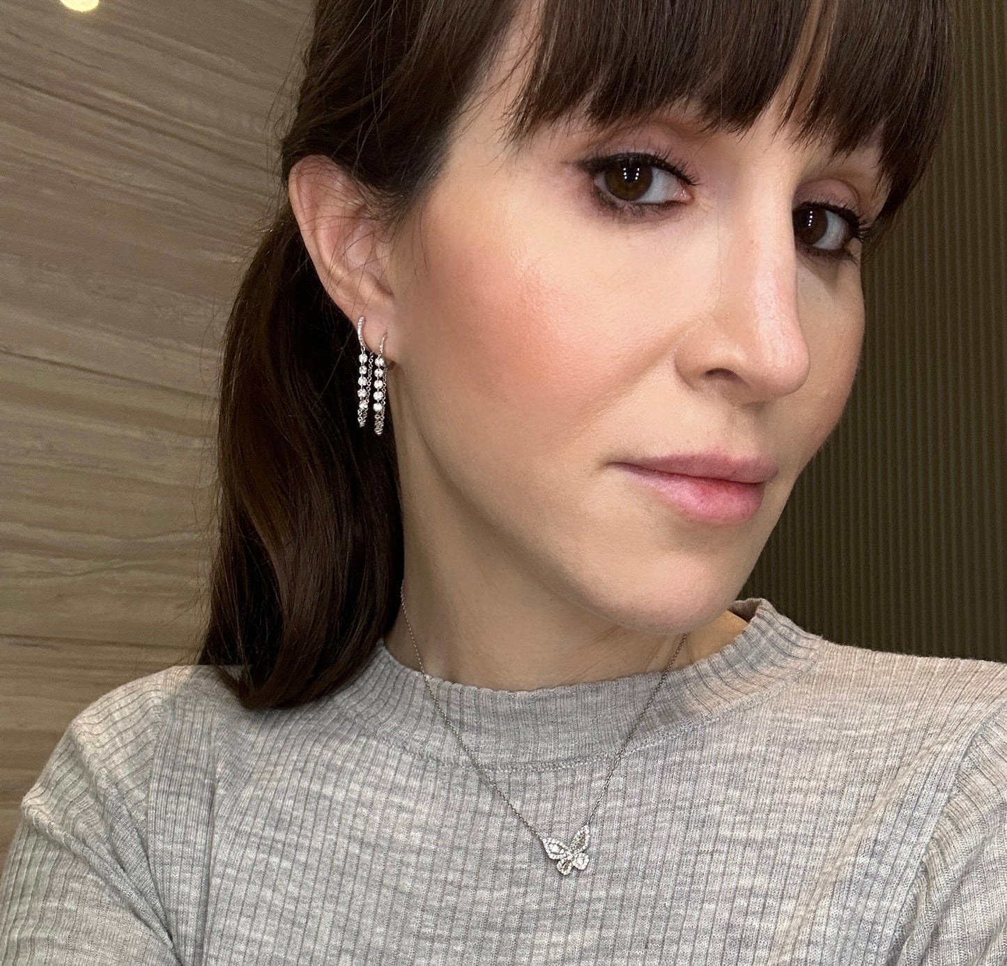 Floating Diamond Dangle Chain Earrings
