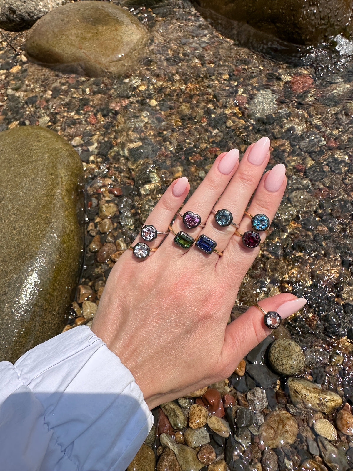 Rhodolite Ring with Black Rhodium