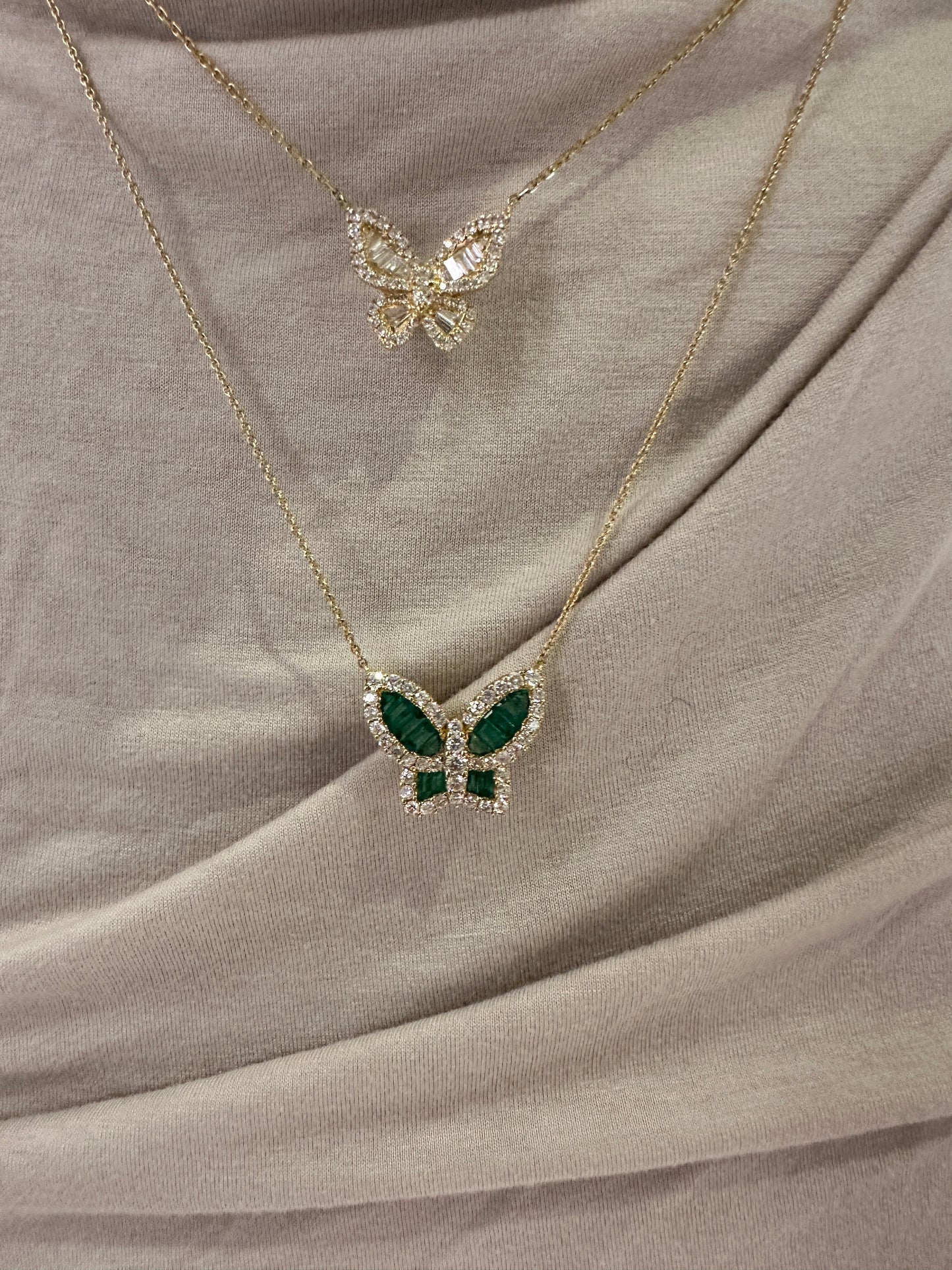 Extra Large Emerald and Diamond Butterfly