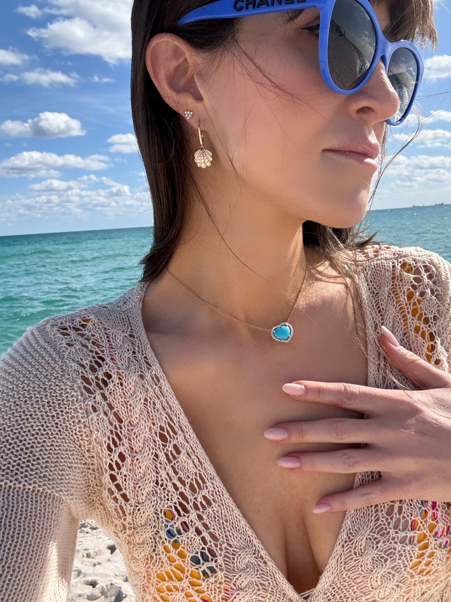 Natural Turquoise Diamond Heart Pendant