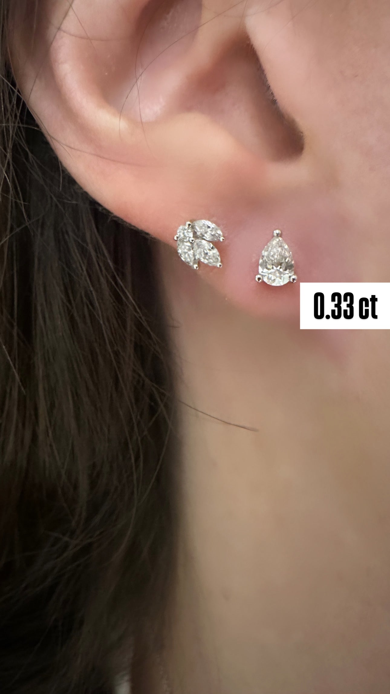 Pear Shape Diamond Flat Back Stud Earring