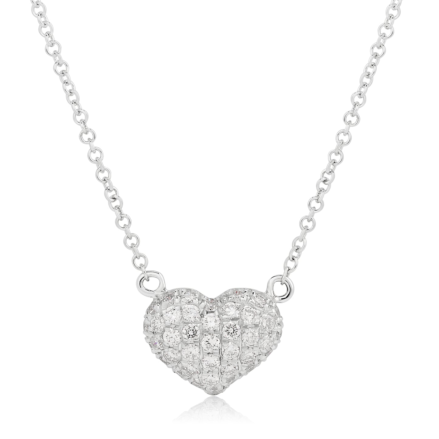 Puffy Diamond Heart Pendant Necklace