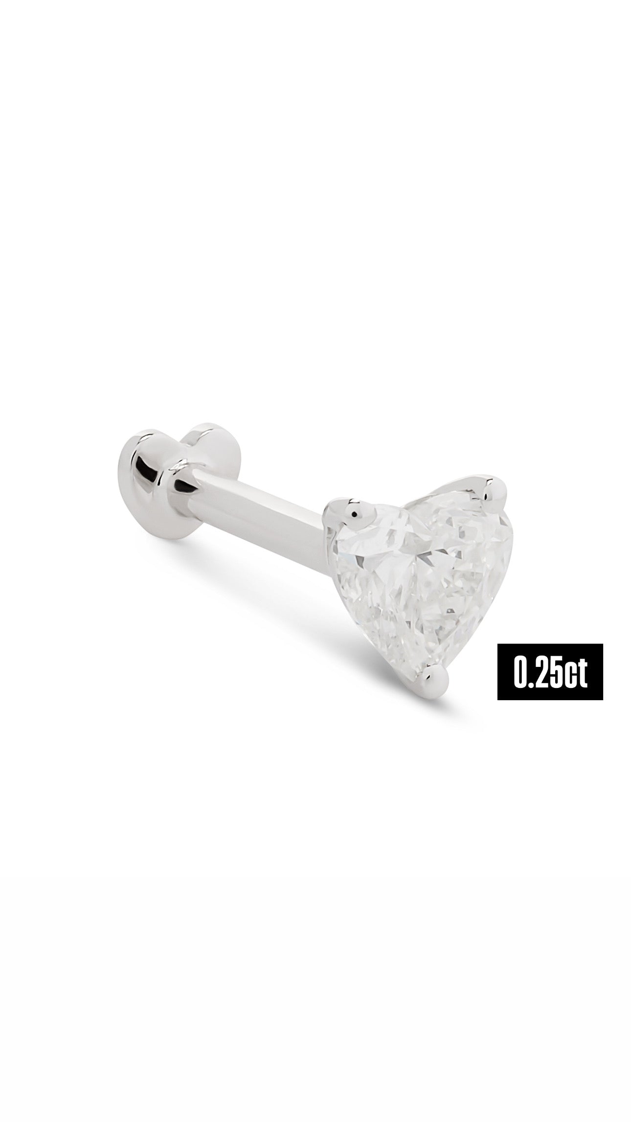 Diamond Flat back Heart Stud Earring