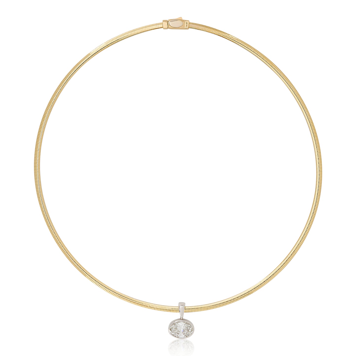 Four Carat Oval Shape Diamond on Omega Chain