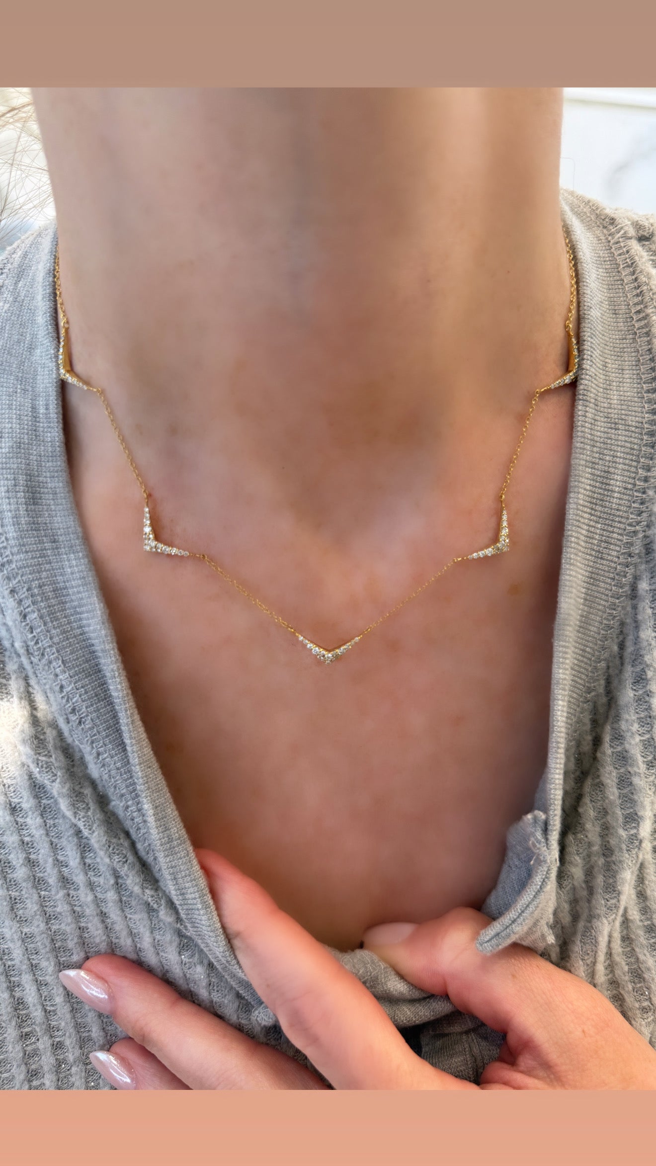 Diamond V Style Necklace